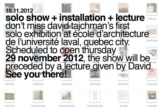 Lecture and exhibition by David Tajchman